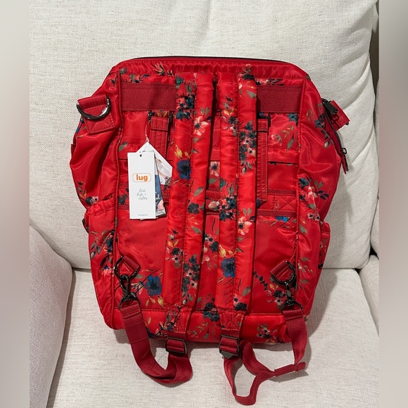 Lug Via-2 Convertible Tote Backpack in Bouquet Red